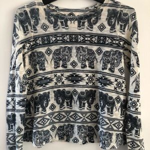 Elephant Waffle Knit Light Sweater